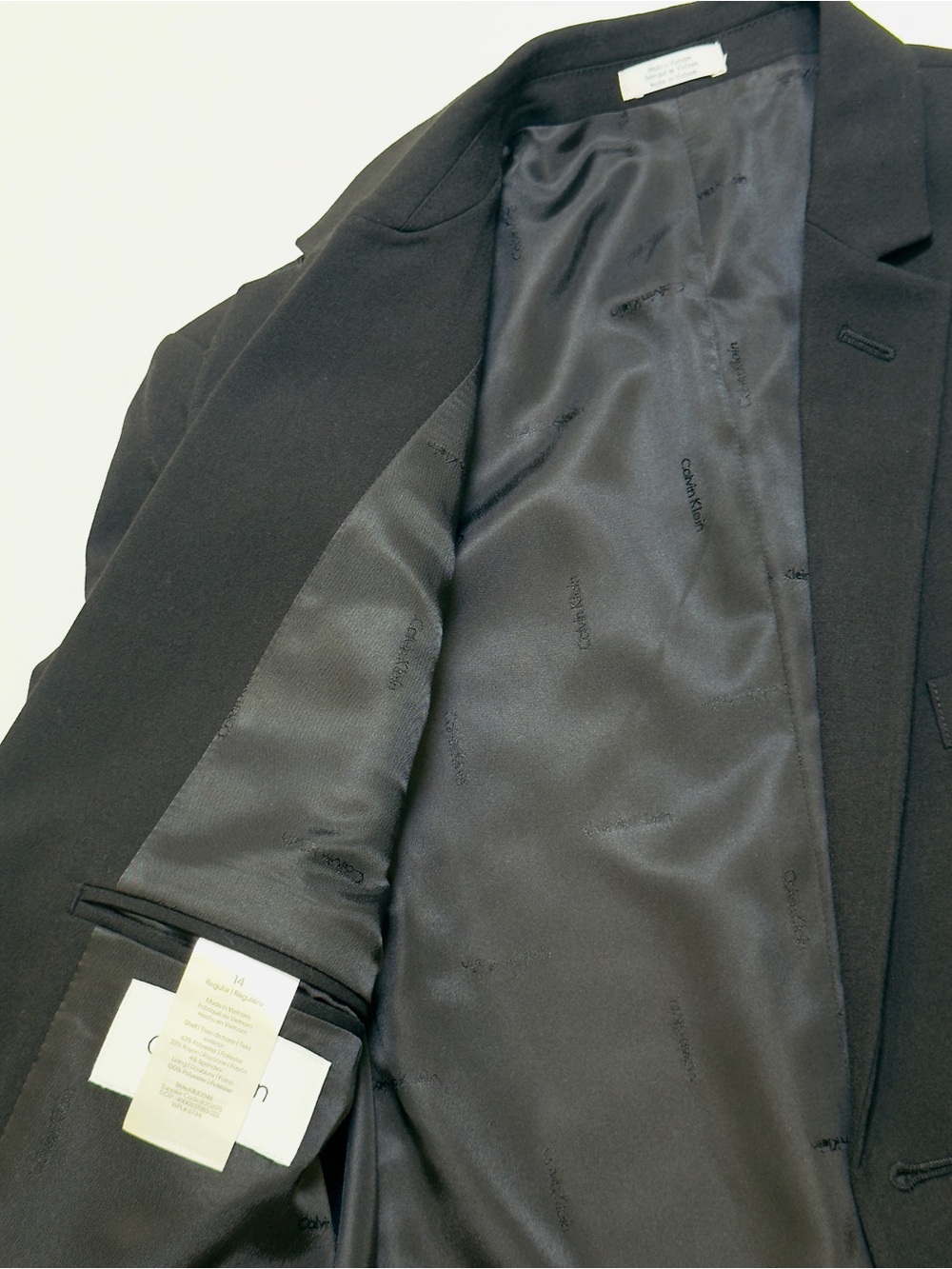 Calvin Klein Young Boy Black Two-Button Sport Coat Blazer Slim Fit size 14 - Picture 9 of 10